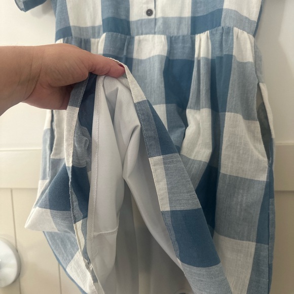 Blue and White Plaid Buffalo check dress. Trad wife, Waldorf mom casual elegance - Picture 7 of 8